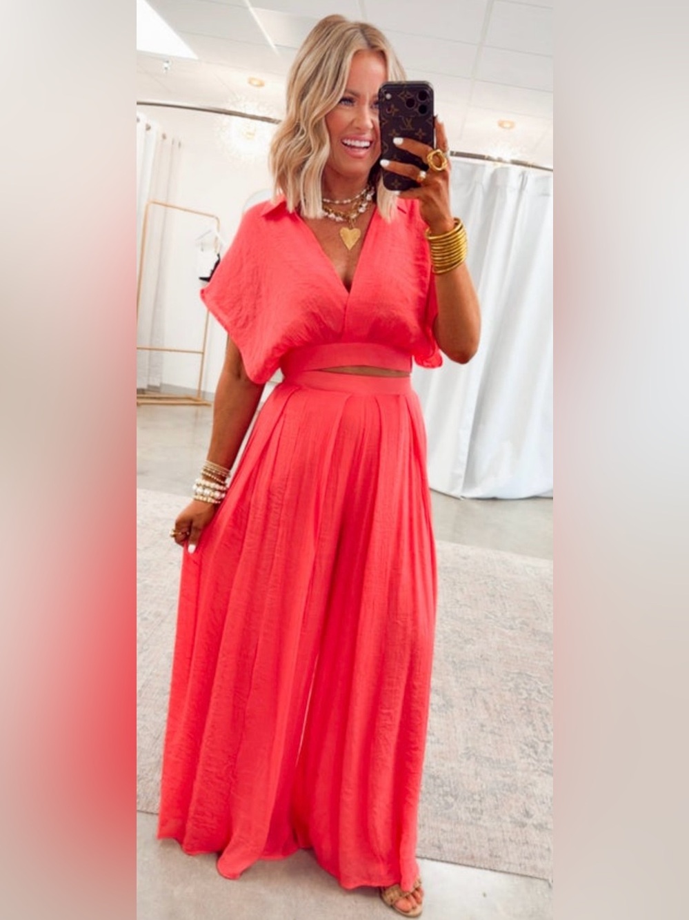 Coral Two-Piece Maxi Skirt Set